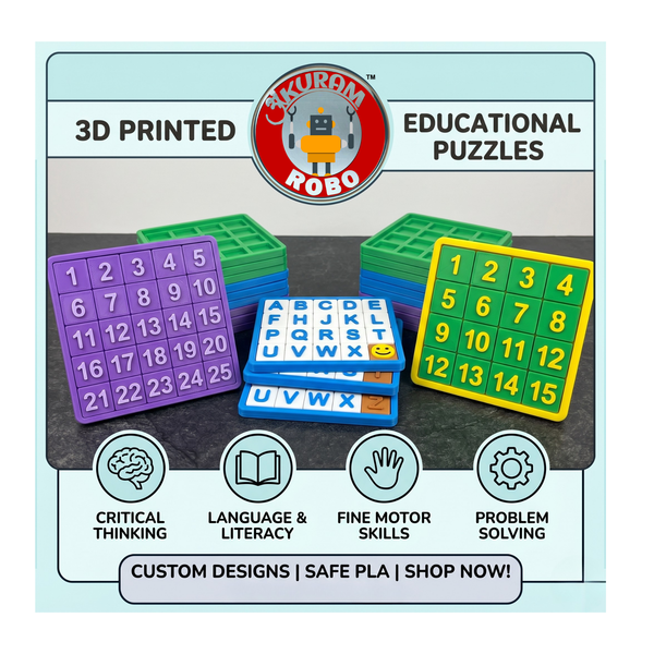 Shop Ankuram Robo's 3D printed educational puzzles. Our interactive STEM brain teasers and learning toys build spatial awareness and problem-solving skills!