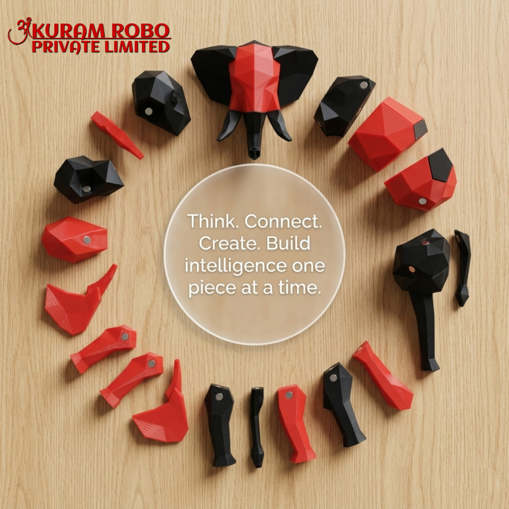 Eco-Friendly Low-Poly Elephant Decor | Sustainable Red & Black Modern Art Animal Figurine