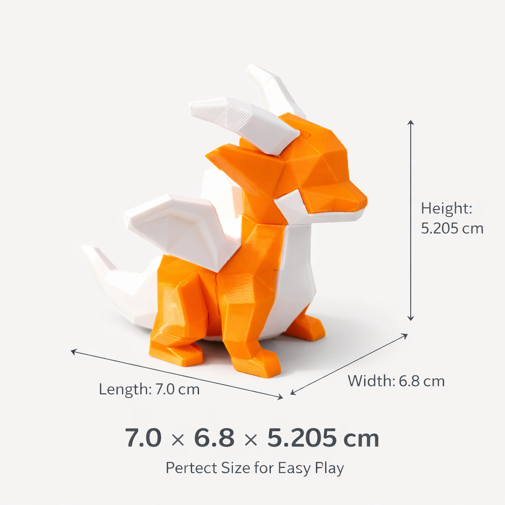 Premium 3D Printed Baby Dragon Puzzle – Modern Geometric Educational STEM Toy | Cute & Smart Learning Figurine