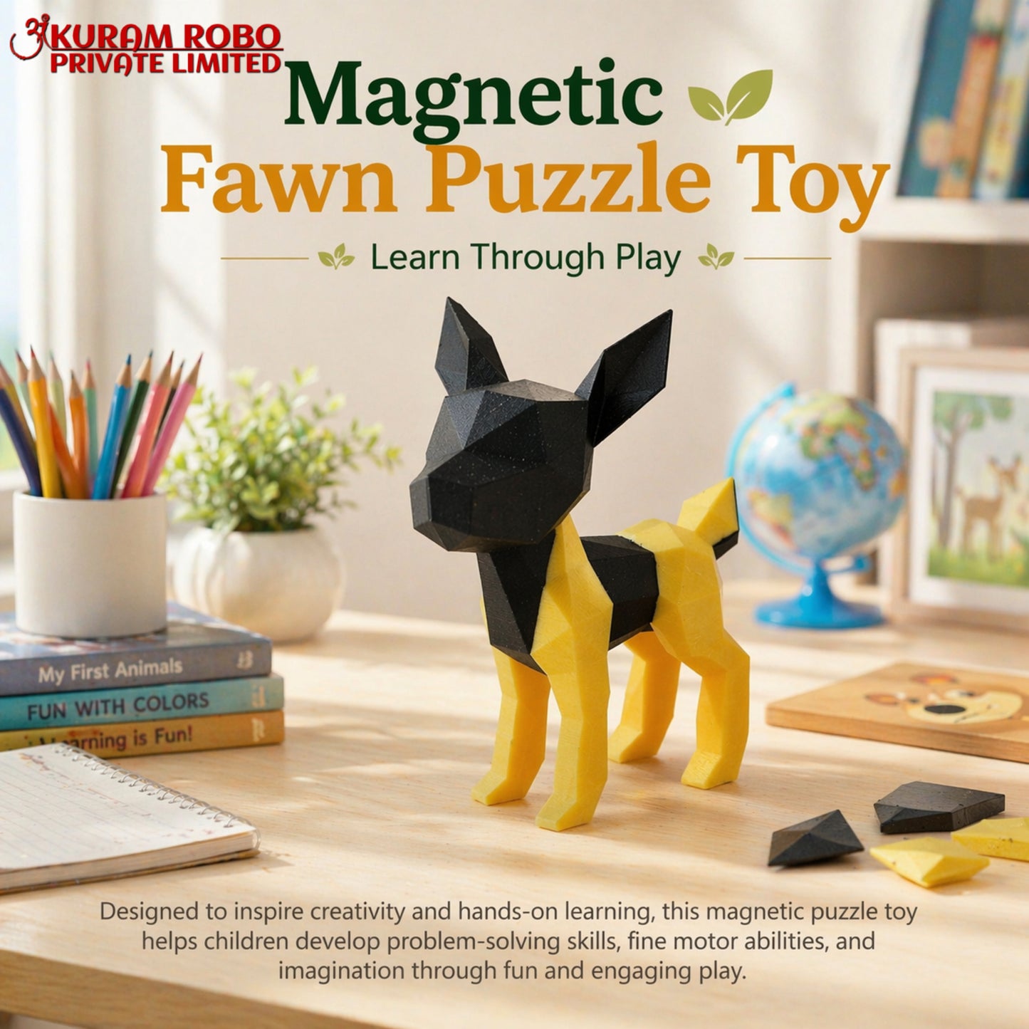 Ankuram Robo Magnetic Fawn 3D Puzzle - Interactive Educational Toy for Kids