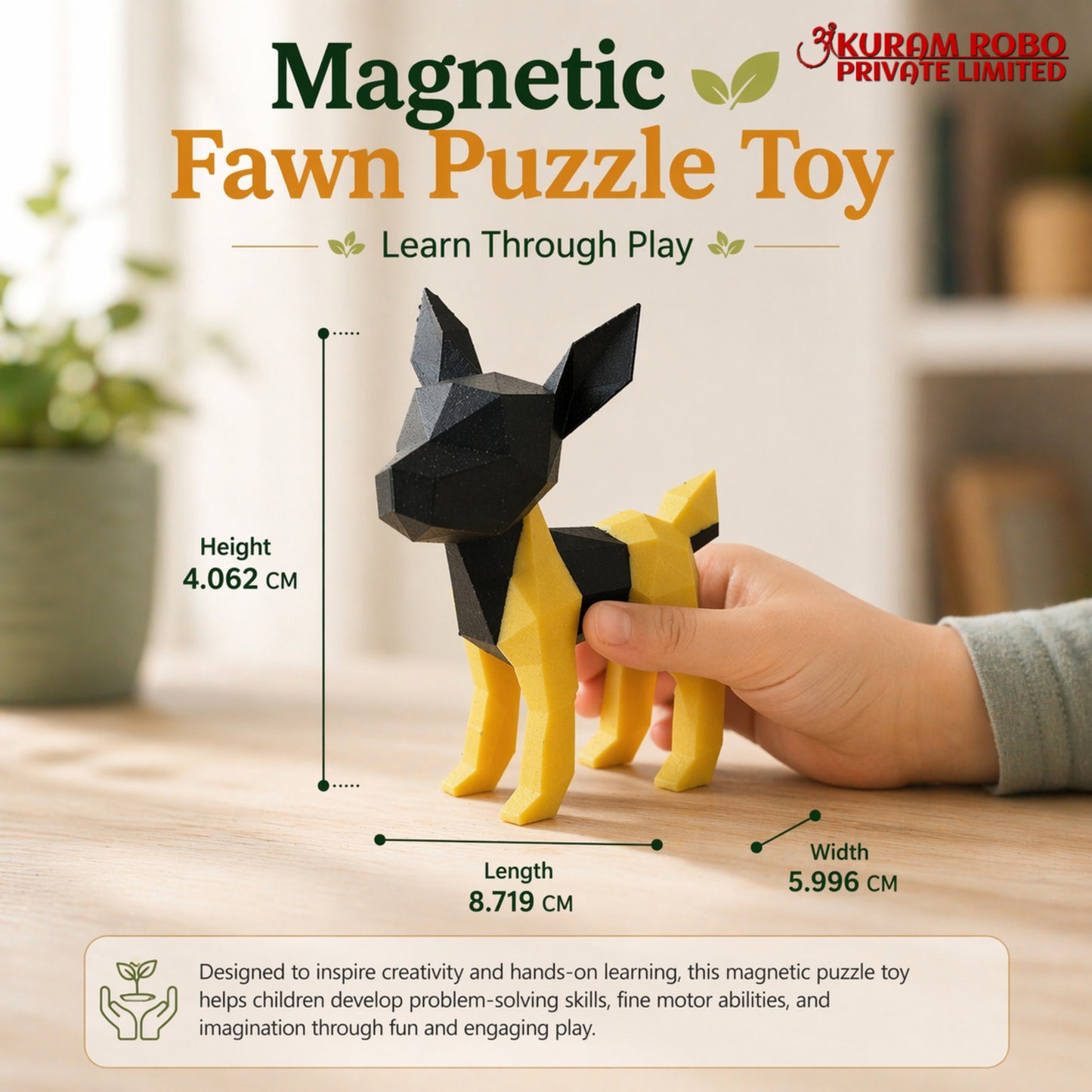 Ankuram Robo Magnetic Fawn 3D Puzzle - Interactive Educational Toy for Kids
