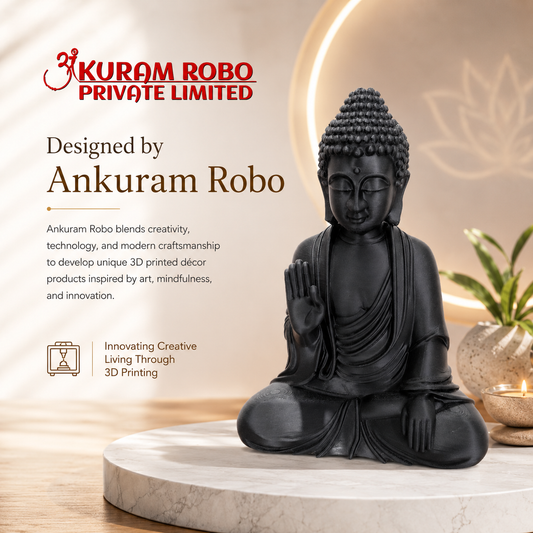 Premium 3D Printed Black Buddha Statue | Precision Crafted Zen Home Decor