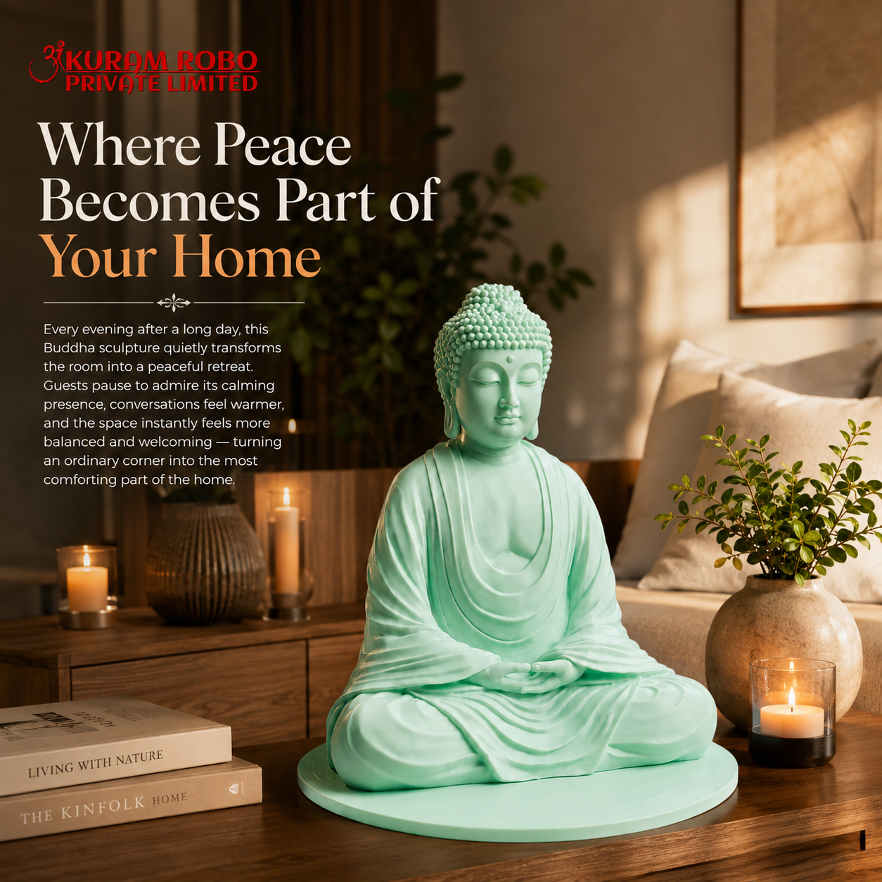 Modern 3D Printed Compact Meditation Budha Sculpture for Home & Office Decor