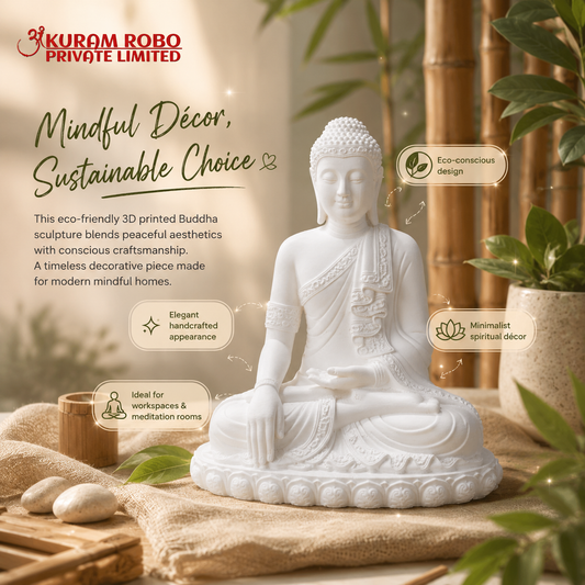 Eco-Friendly 3D Printed Buddha Statue - Minimalist Meditation Decor & Intricate Spiritual Sculpture