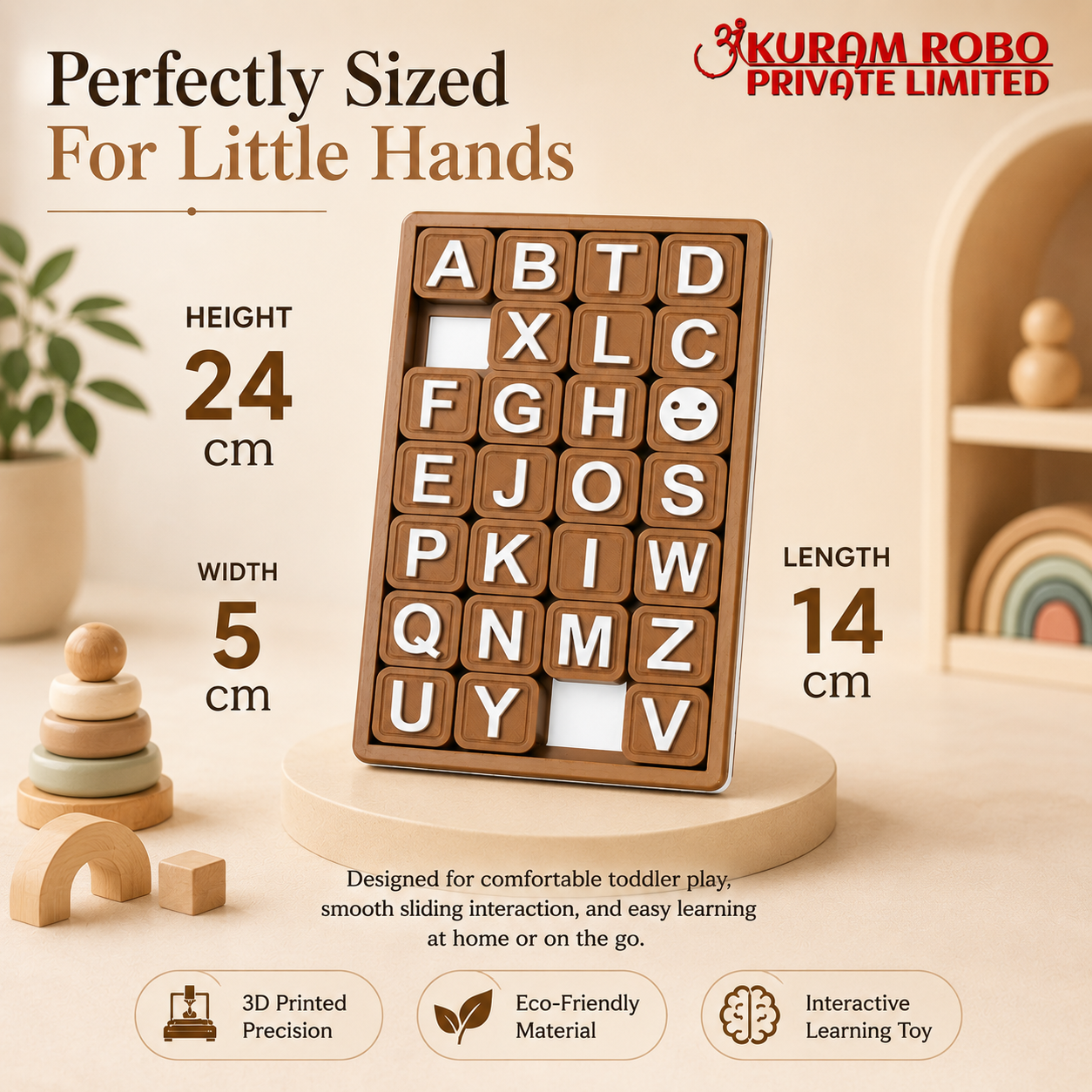 The Eco-Friendly 3D Printed Sliding Alphabet Puzzle by Ankuram Robo|Eco-Friendly 3D Printed Alphabet Sliding Puzzle | Ankuram Robo