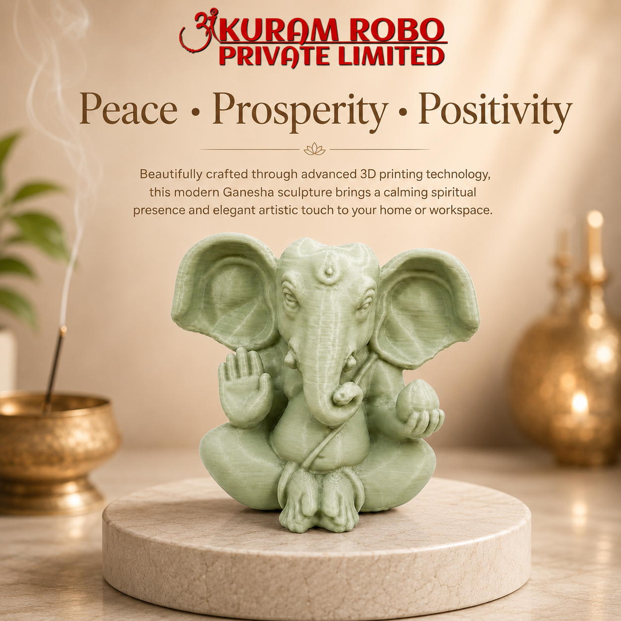 The Modern 3D Printed Lord Ganesha Sculpture by Ankuram Robo|3D Printed Lord Ganesha Sculpture for Home & Gifting | Ankuram Robo