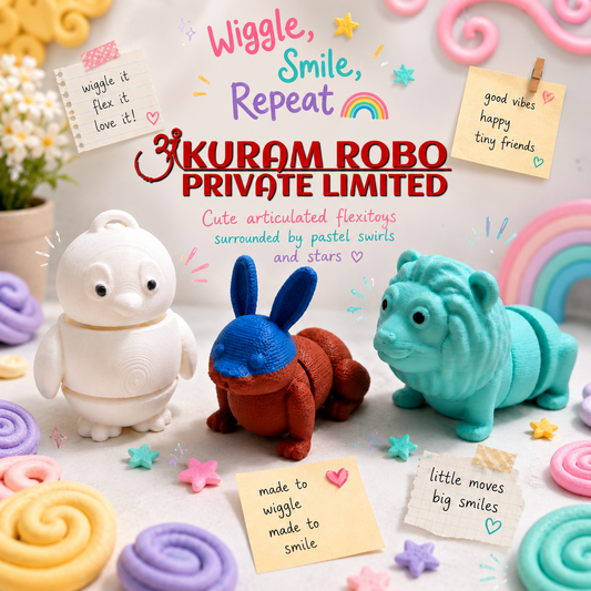 Ankuram Robo 3D Printed Articulated Flexitoys - Pack of 3 | Cute Animal Fidget Figures for Kids & Adults