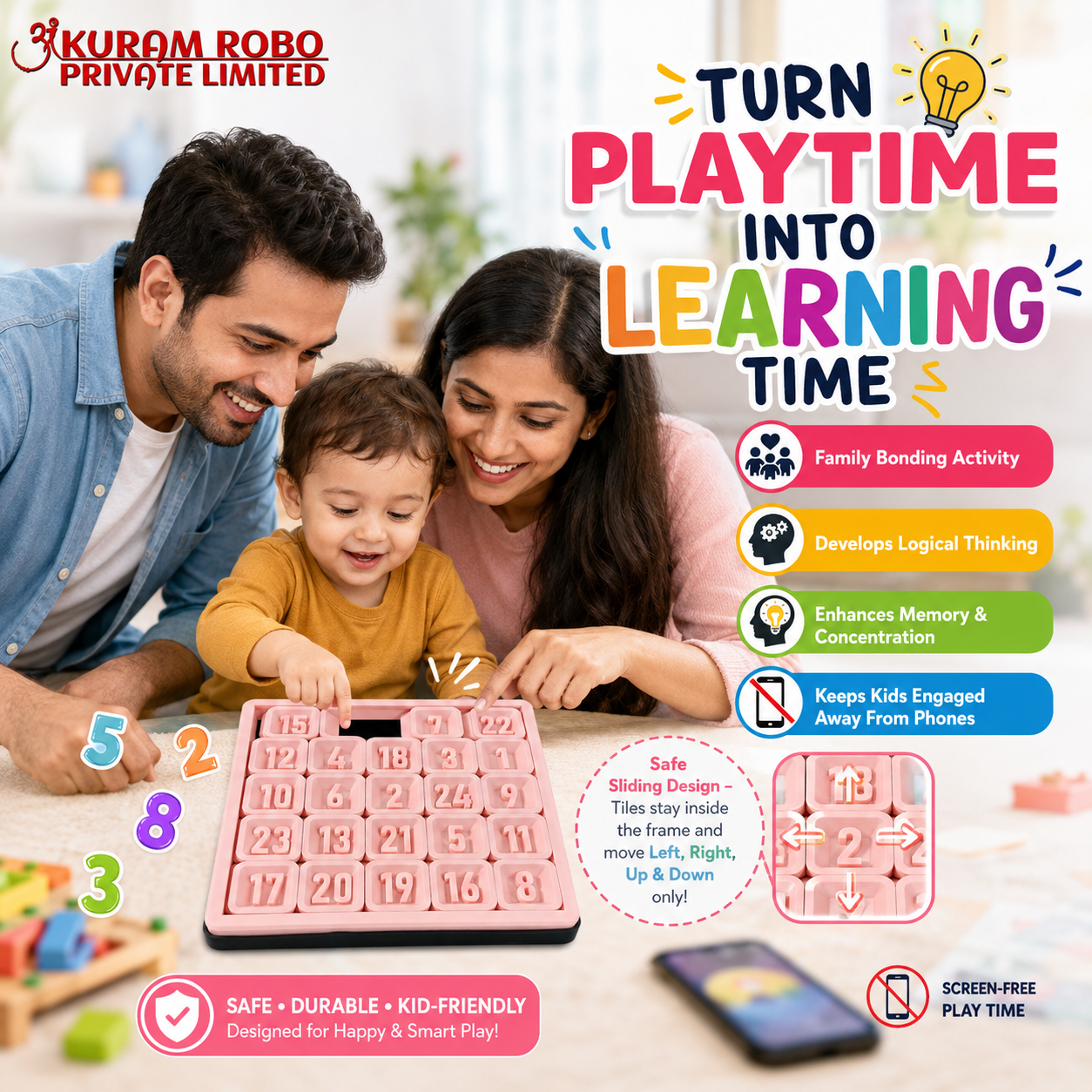 The 3D Printed Educational Numeric Puzzle by Ankuram Robo|3D Printed Educational Number Learning Puzzle for Kids | Ankuram Robo