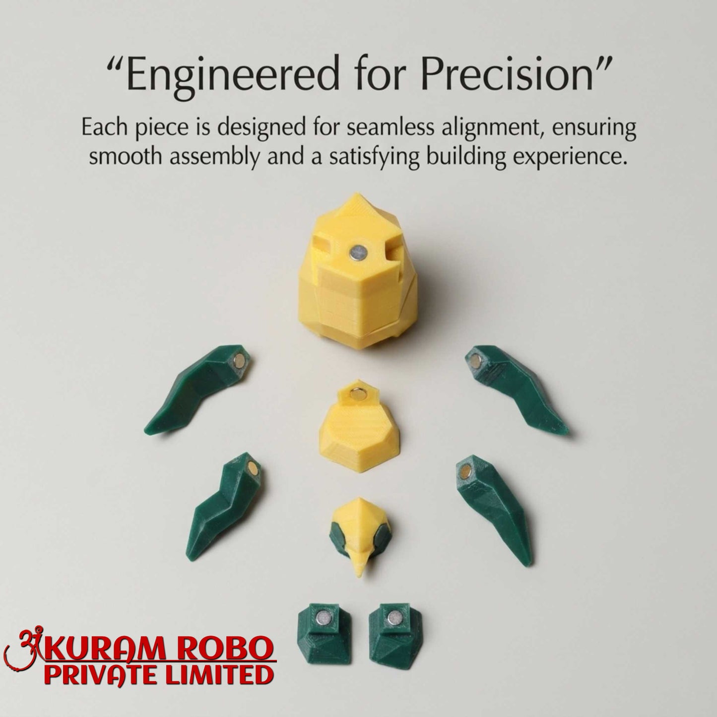 Ankuram Robo 3D Printed Penguin Puzzle Toy | Low-Poly Educational STEM Figure | Yellow & Green
