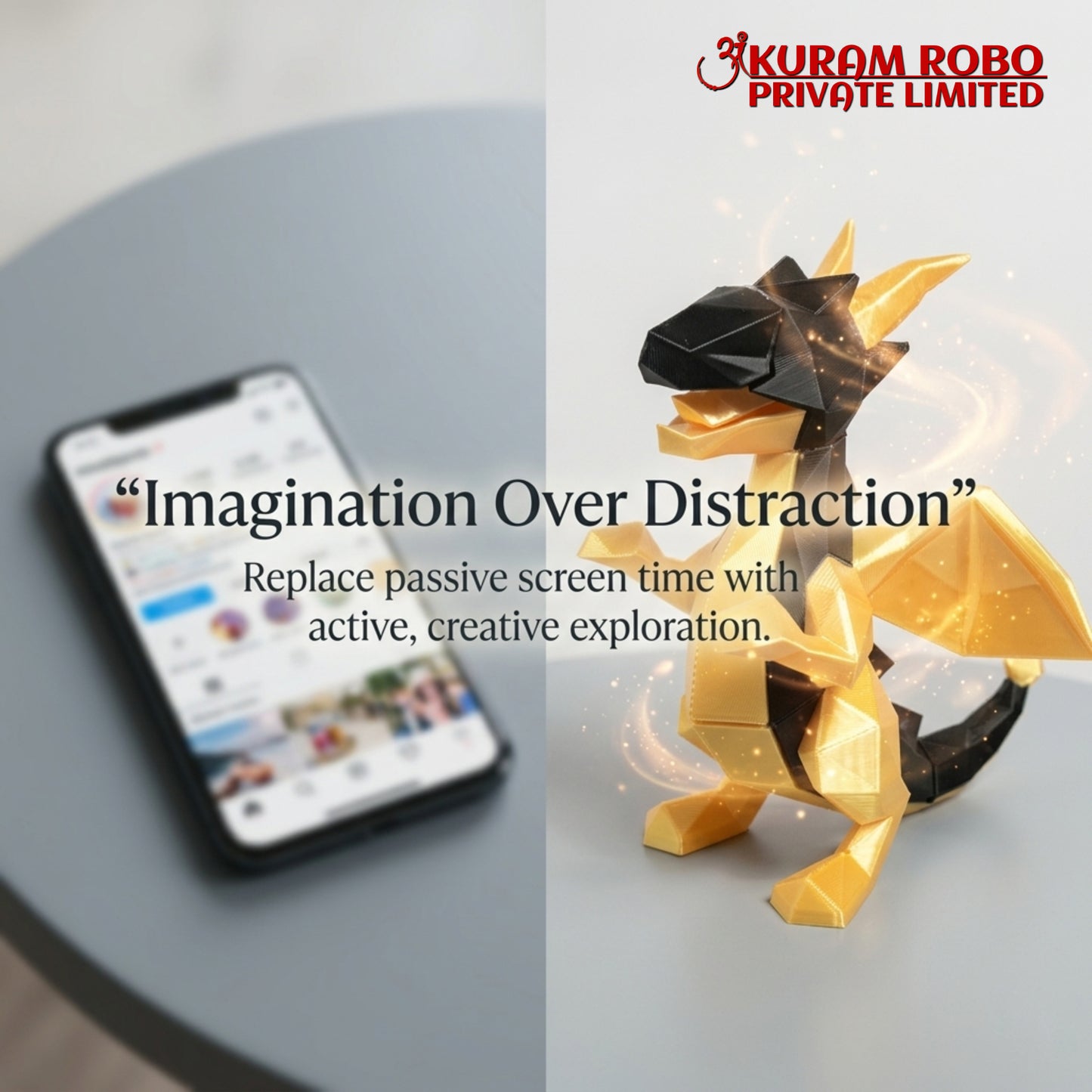 ✨ Ankuram Robo 3D Printed Dragon Desk Pet | Eco-Friendly Low-Poly Art Figurine | Sustainable Kids Toy & Home Decor ♻️
