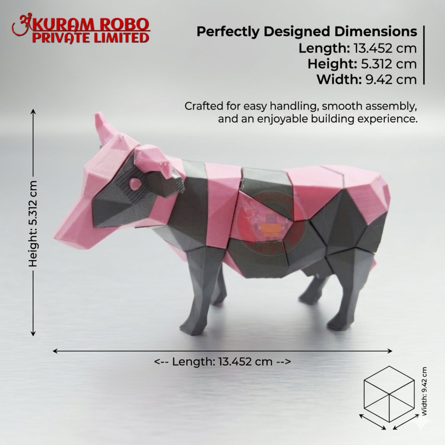 Low-Poly 3D Printed Magnetic Cow Puzzle - Educational Toy for Creative Minds