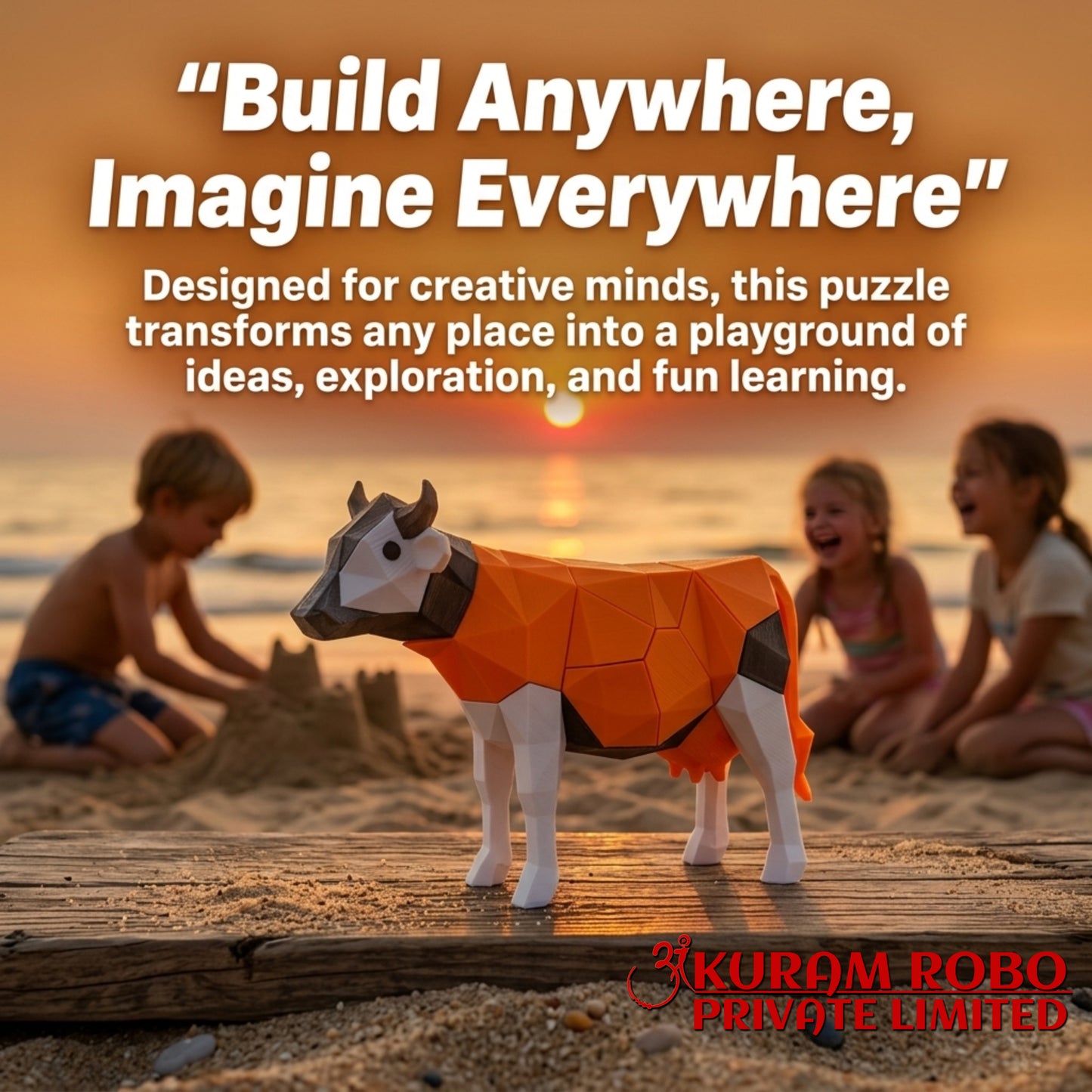 Low-Poly 3D Printed Magnetic Cow Puzzle - Educational Toy for Creative Minds
