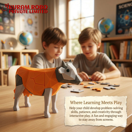 Low-Poly 3D Printed Magnetic Cow Puzzle - Educational Toy for Creative Minds