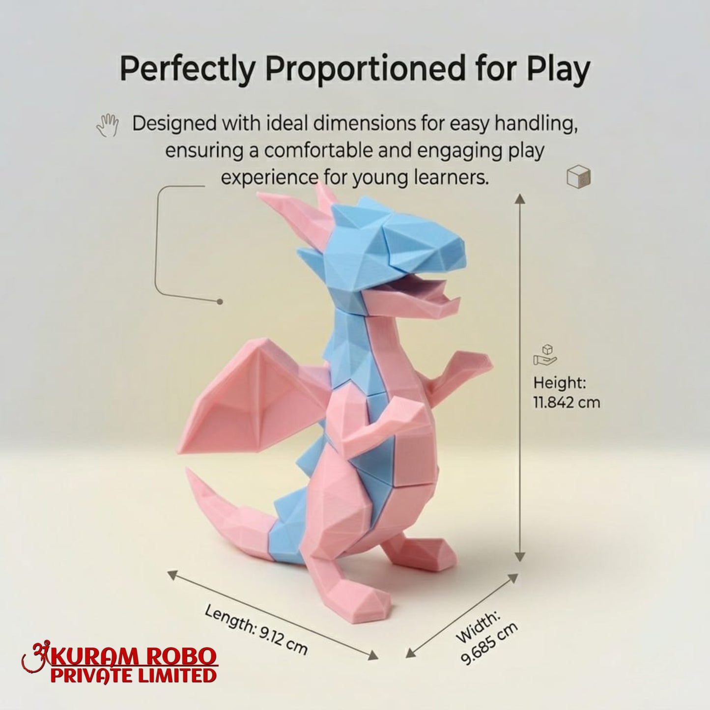 ✨ Ankuram Robo 3D Printed Dragon Desk Pet | Eco-Friendly Low-Poly Art Figurine | Sustainable Kids Toy & Home Decor ♻️